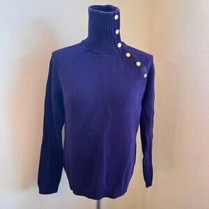 Vintage Lauren Ralph Lauren button purple knit mockneck sweater Women Medium